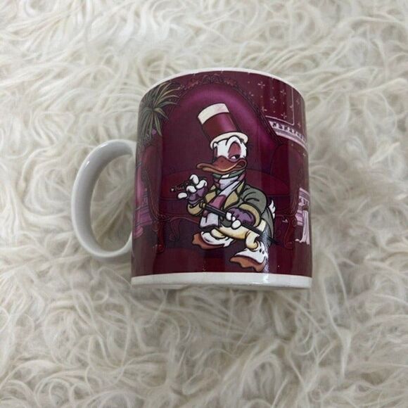 Vintage Walt Disney Mug Fancy Donald And Daisy Duck Applause Mug Maroon & White - Picture 2 of 9